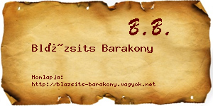 Blázsits Barakony névjegykártya